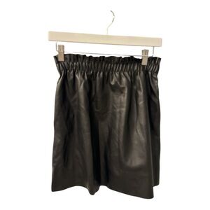 Zara Black Faux Leather Knit Skirt with Pockets - Size Medium